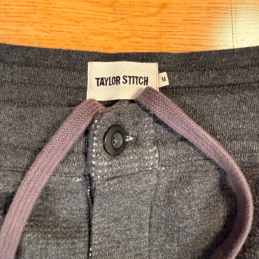 Taylor Stitch Mens Charcoal Gray Textured Knit Button Fly Sweatpants MEDIUM